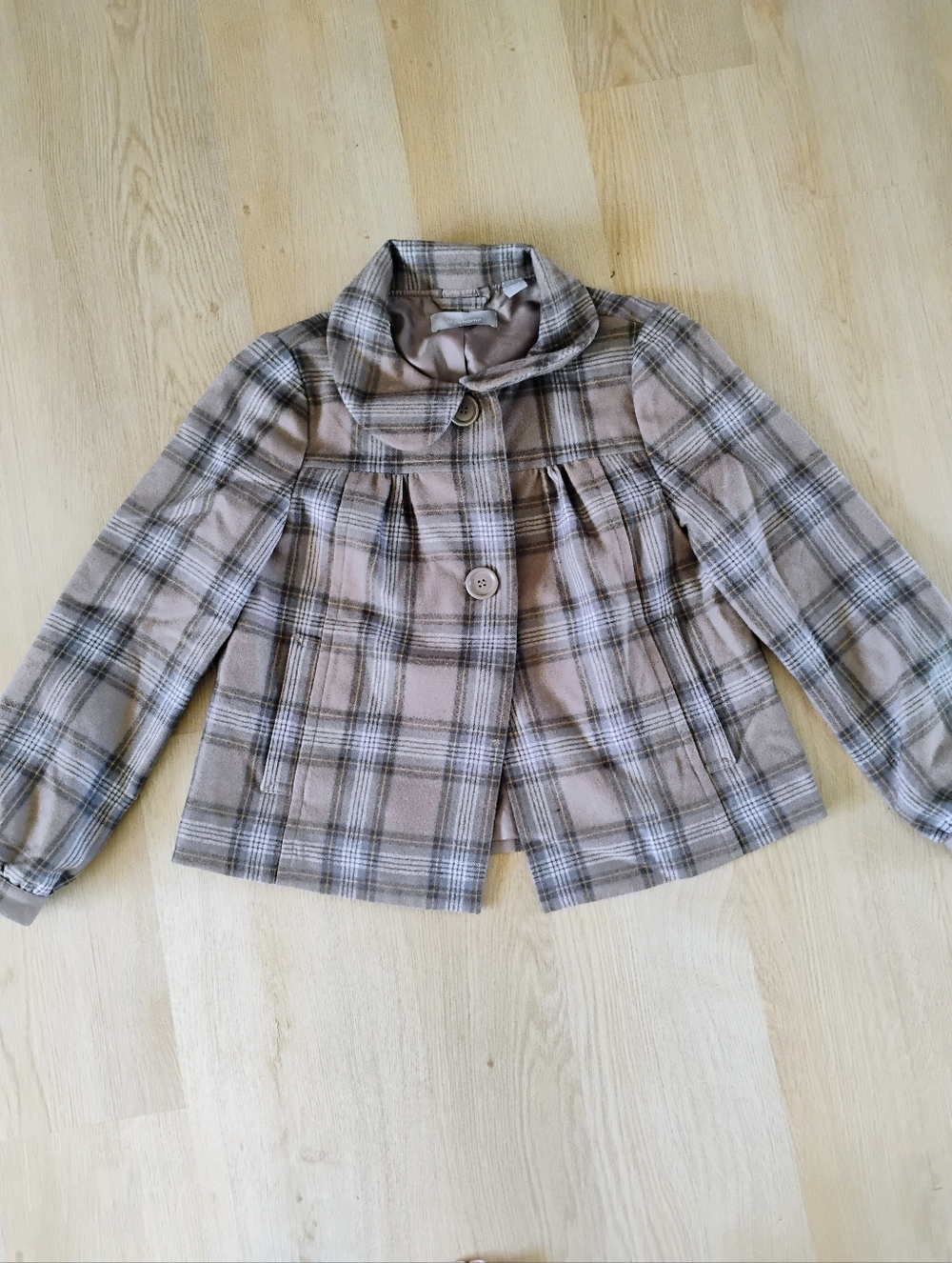 Liz Claiborne Petite Plaid Button-Front Jacket - Taupe & Gray